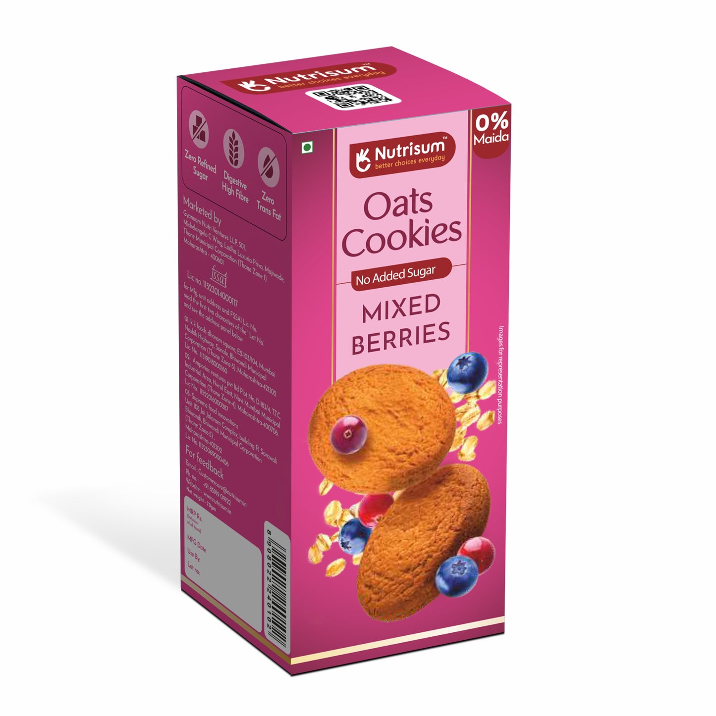 Mixed Berries Oats Cookies