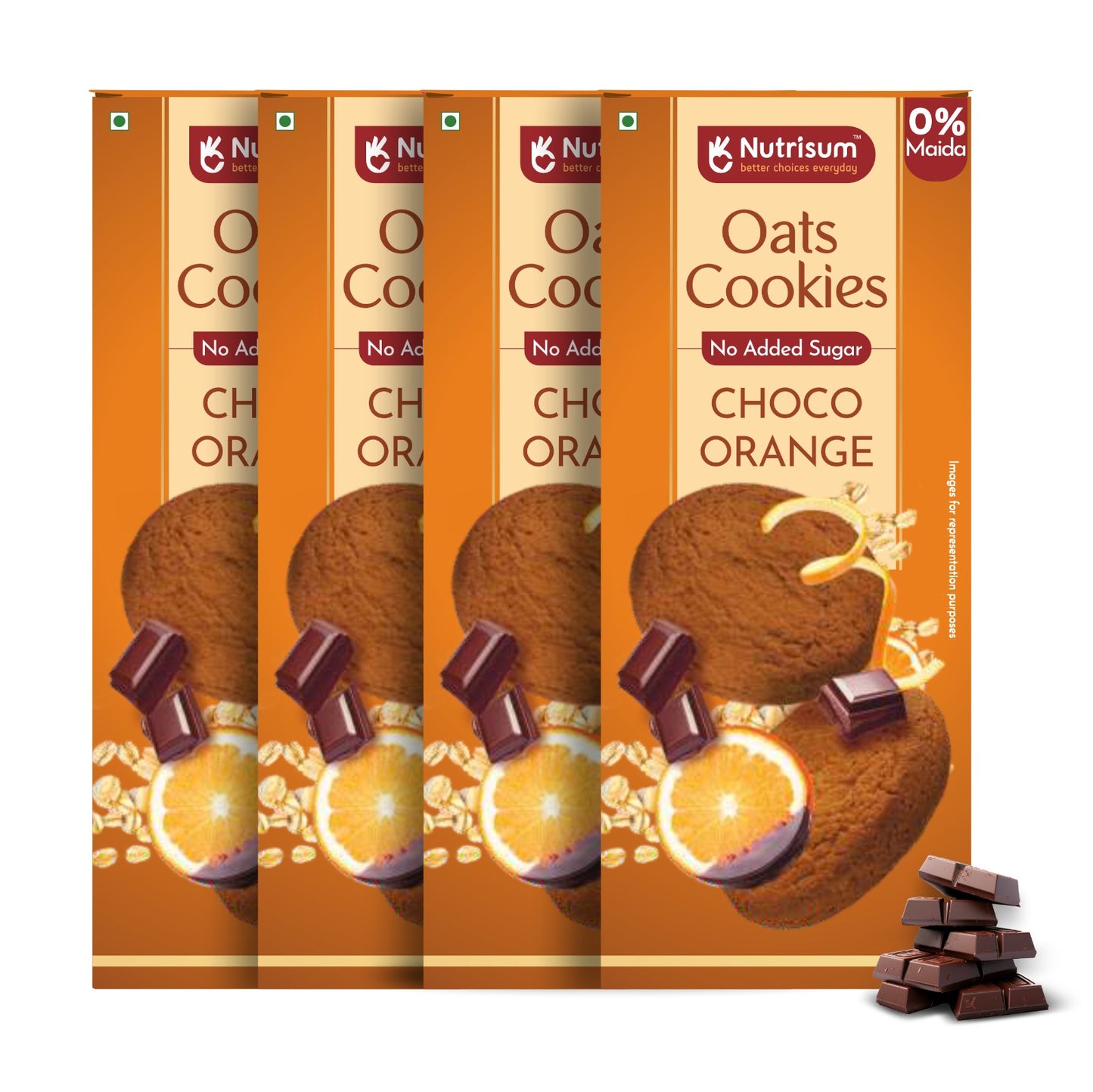 Chocolate Orange Oats Cookies | Pack of 4