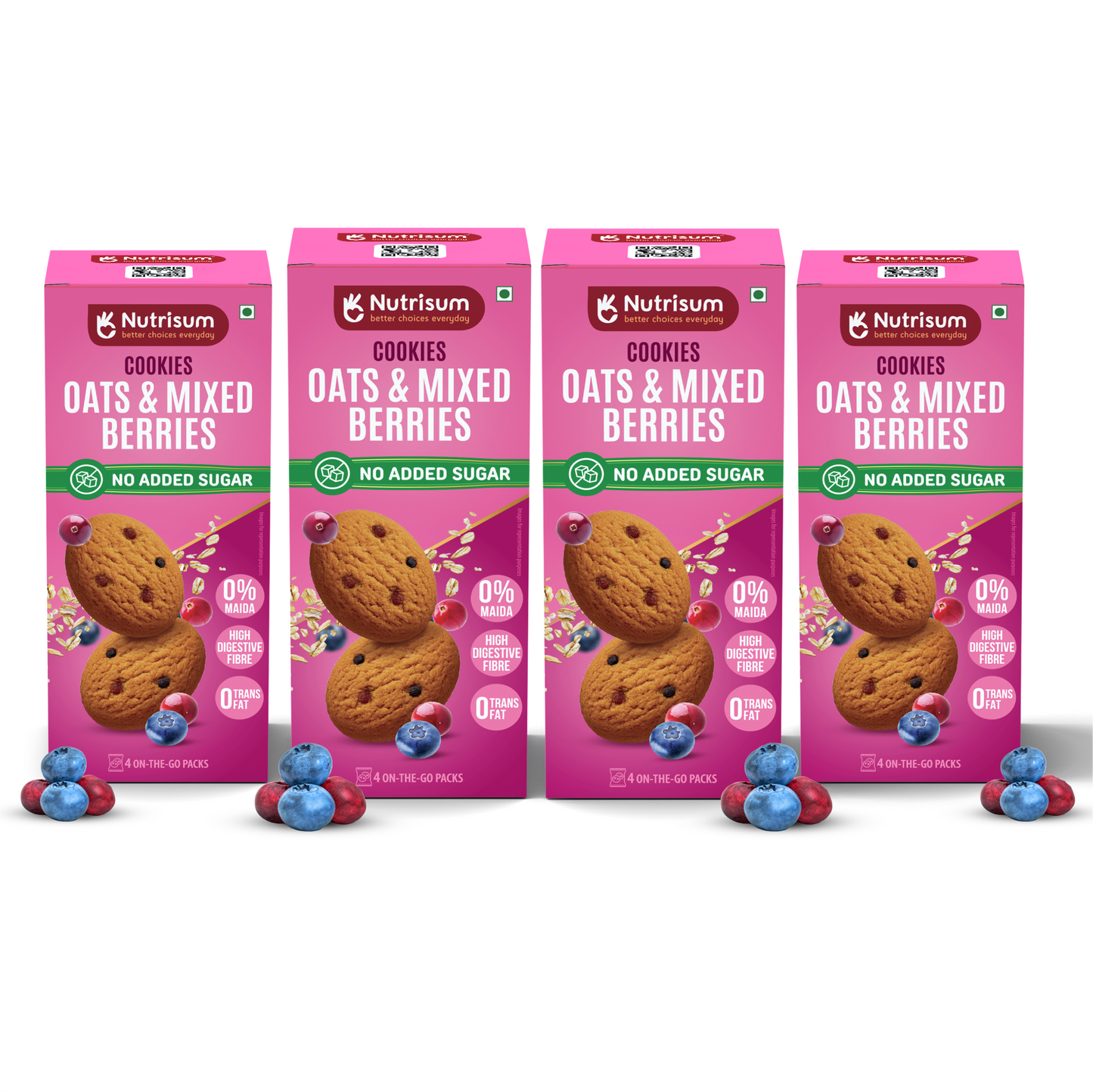 Mixed Berries Oats Cookies | Pack of 4