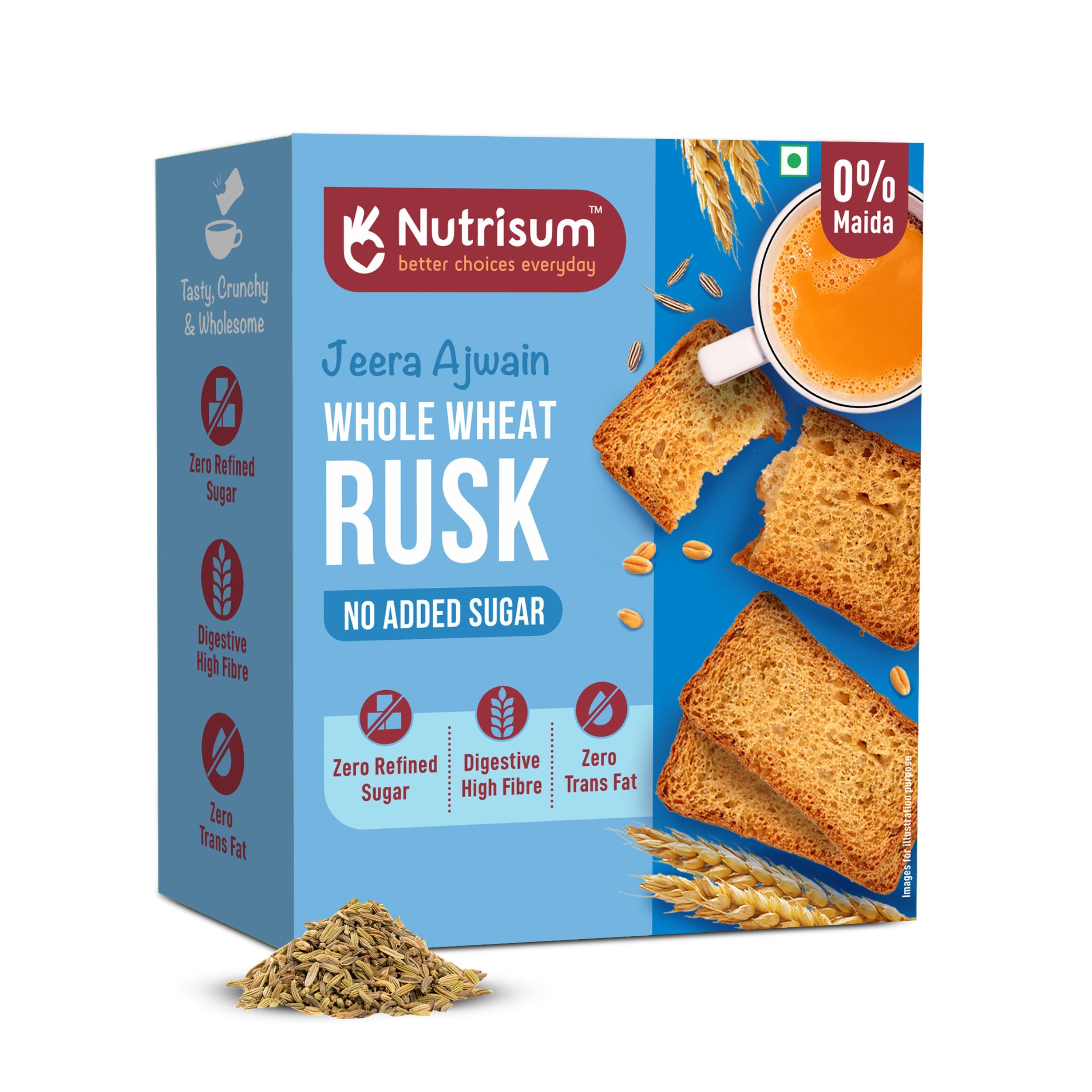 Ajwain and Jeera Whole Wheat Rusk – Nutrisum
