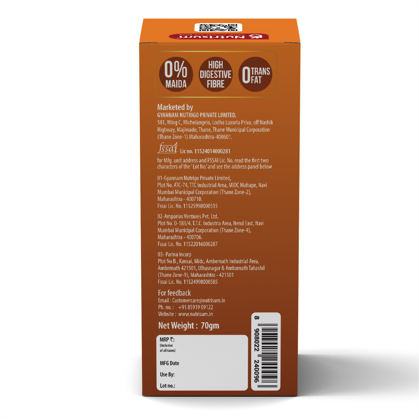 Chocolate Orange Oats Cookies | Pack of 2