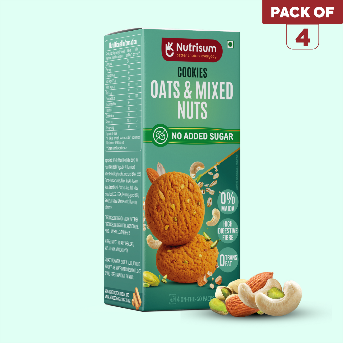 Mixed Nuts Oats Cookies | Pack of 4
