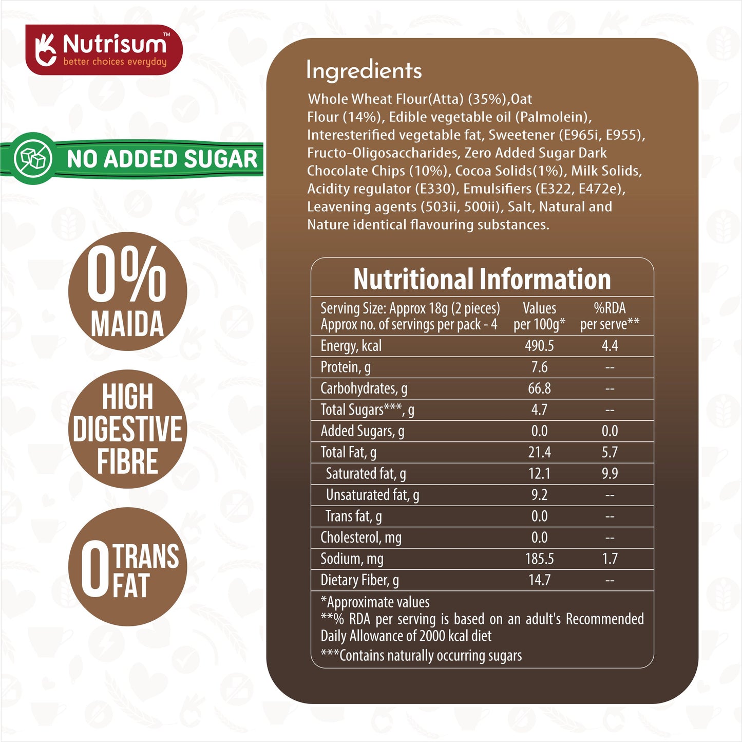 Oats & Choco Chip Cookies