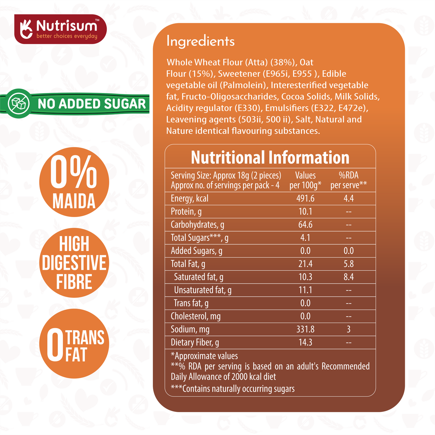 Chocolate Orange Oats Cookies | Pack of 4