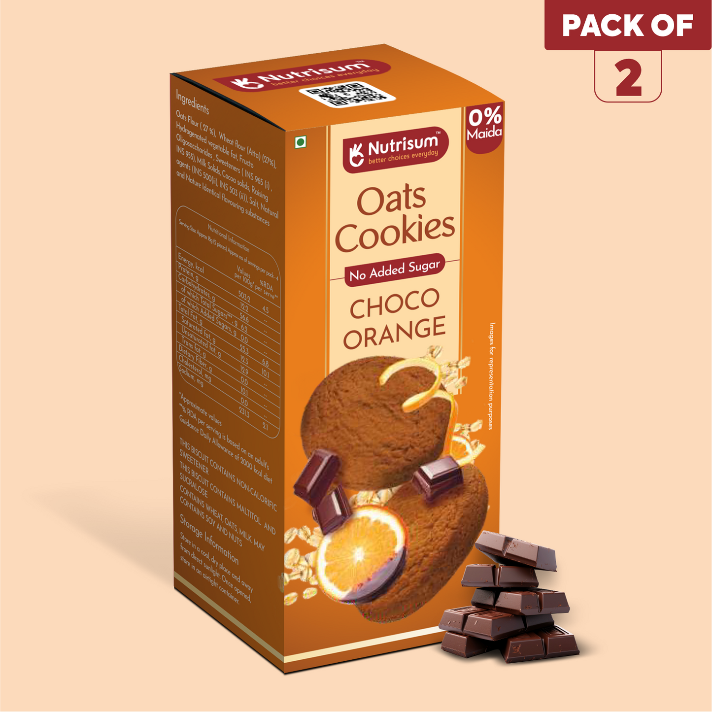 Chocolate Orange Oats Cookies | Pack of 2