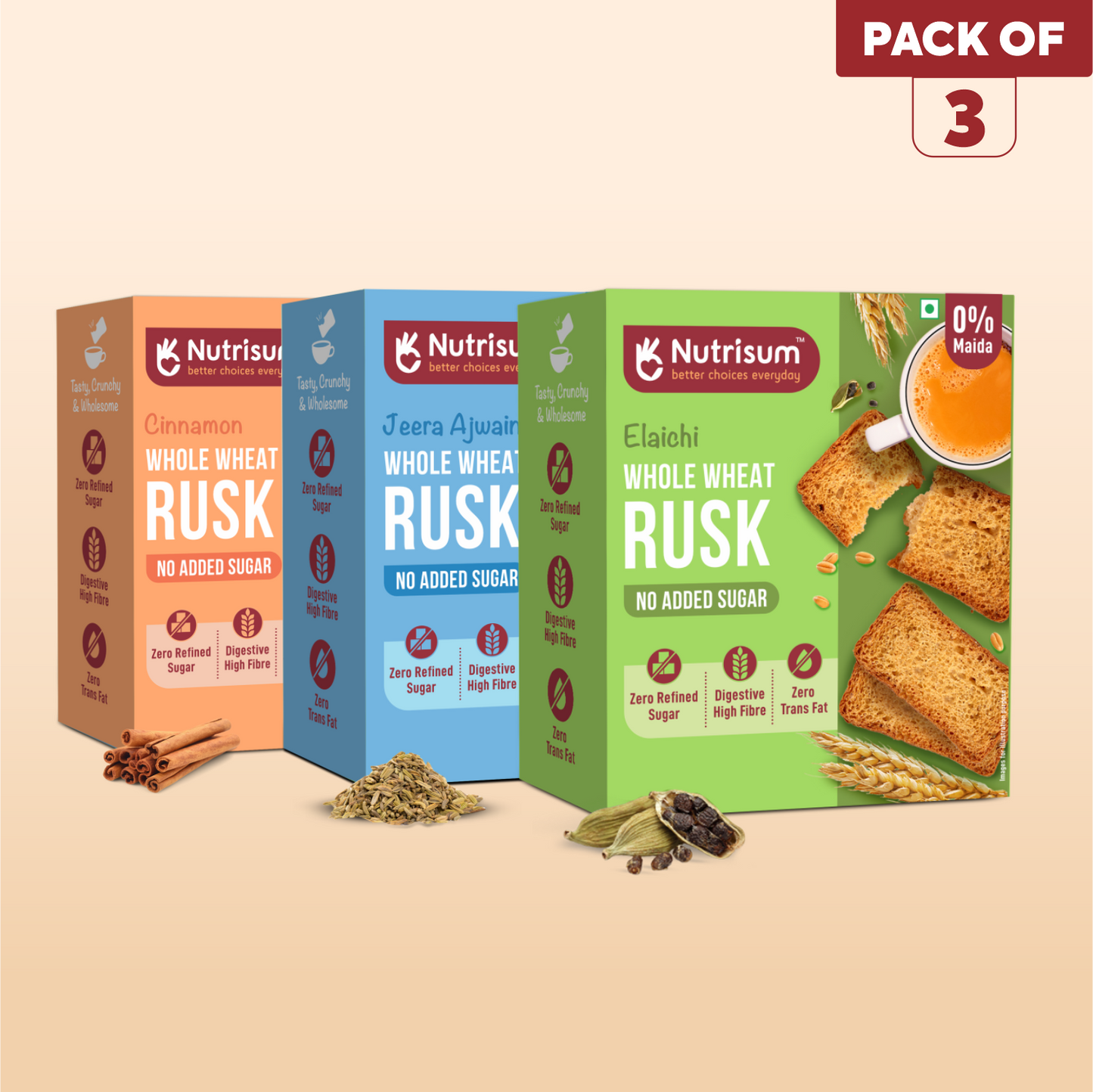 Whole Wheat Rusks | Cinnamon, Elaichi, Ajwain & Jeera
