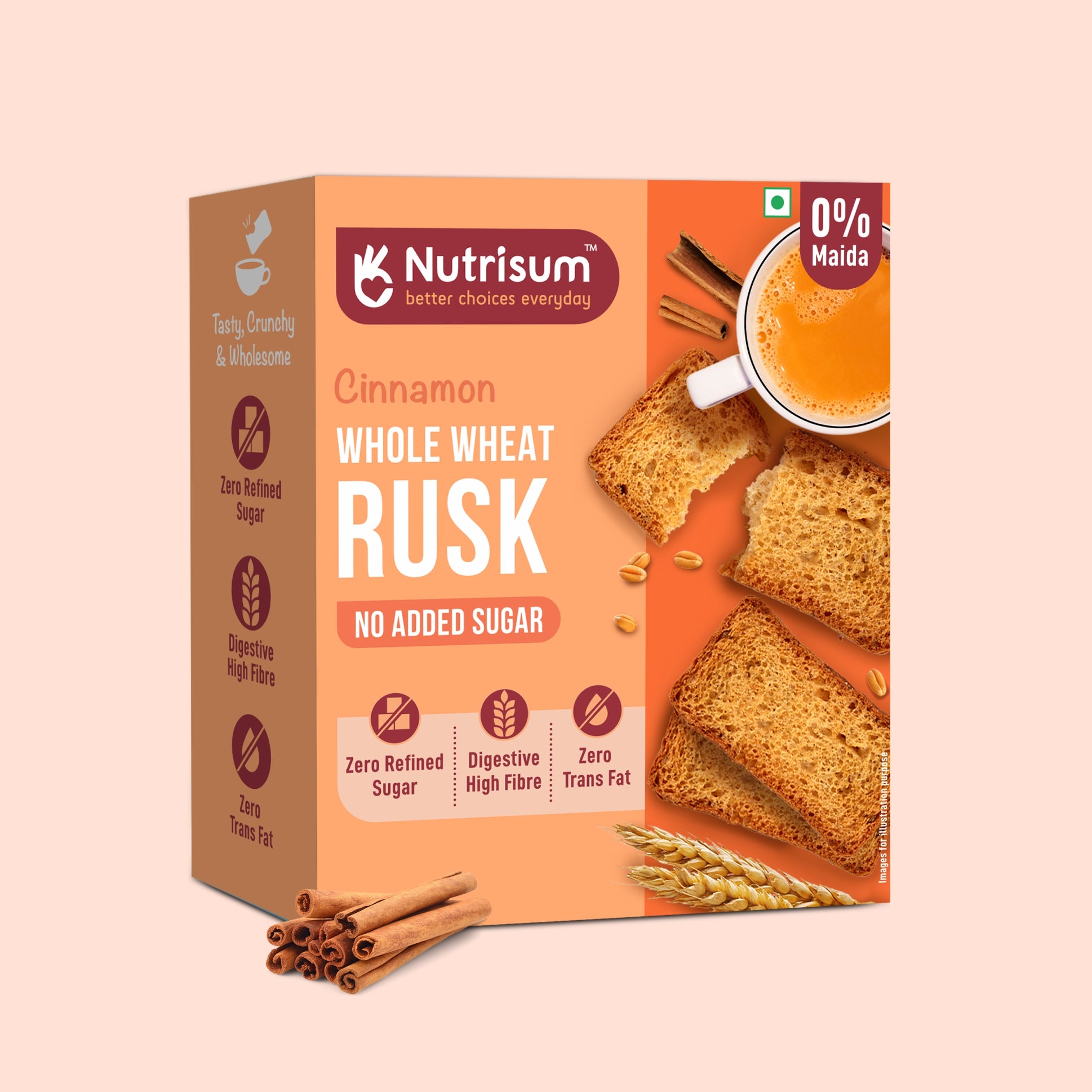 Nutrisum | Whole Wheat Rusk | Sugar-Free Cinnamon Rusk